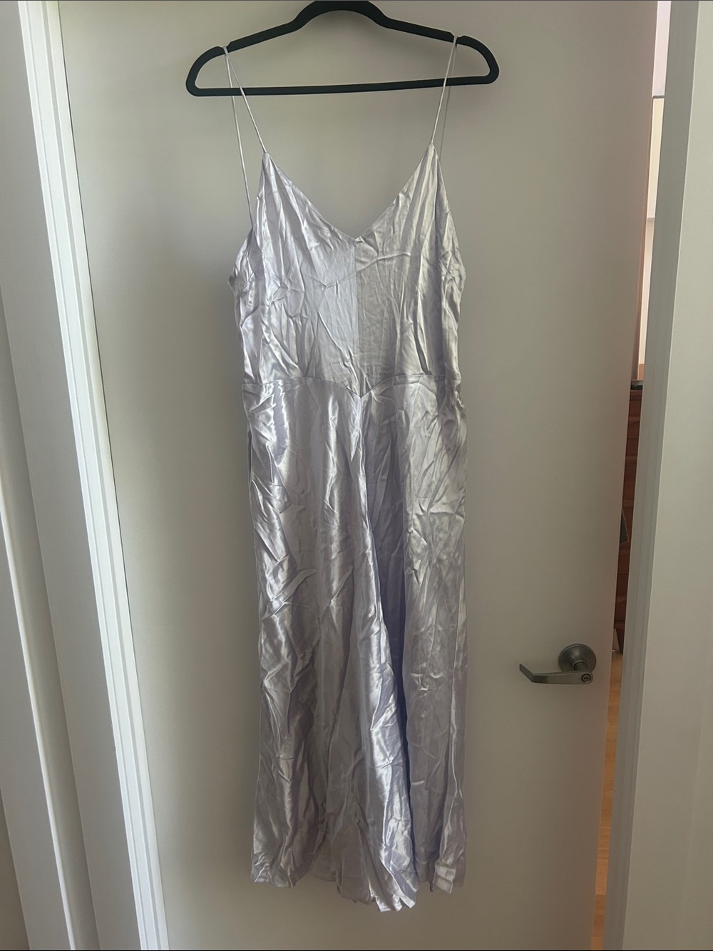 MIUMIU Silky Lavender Slip Dress with Spaghetti Straps